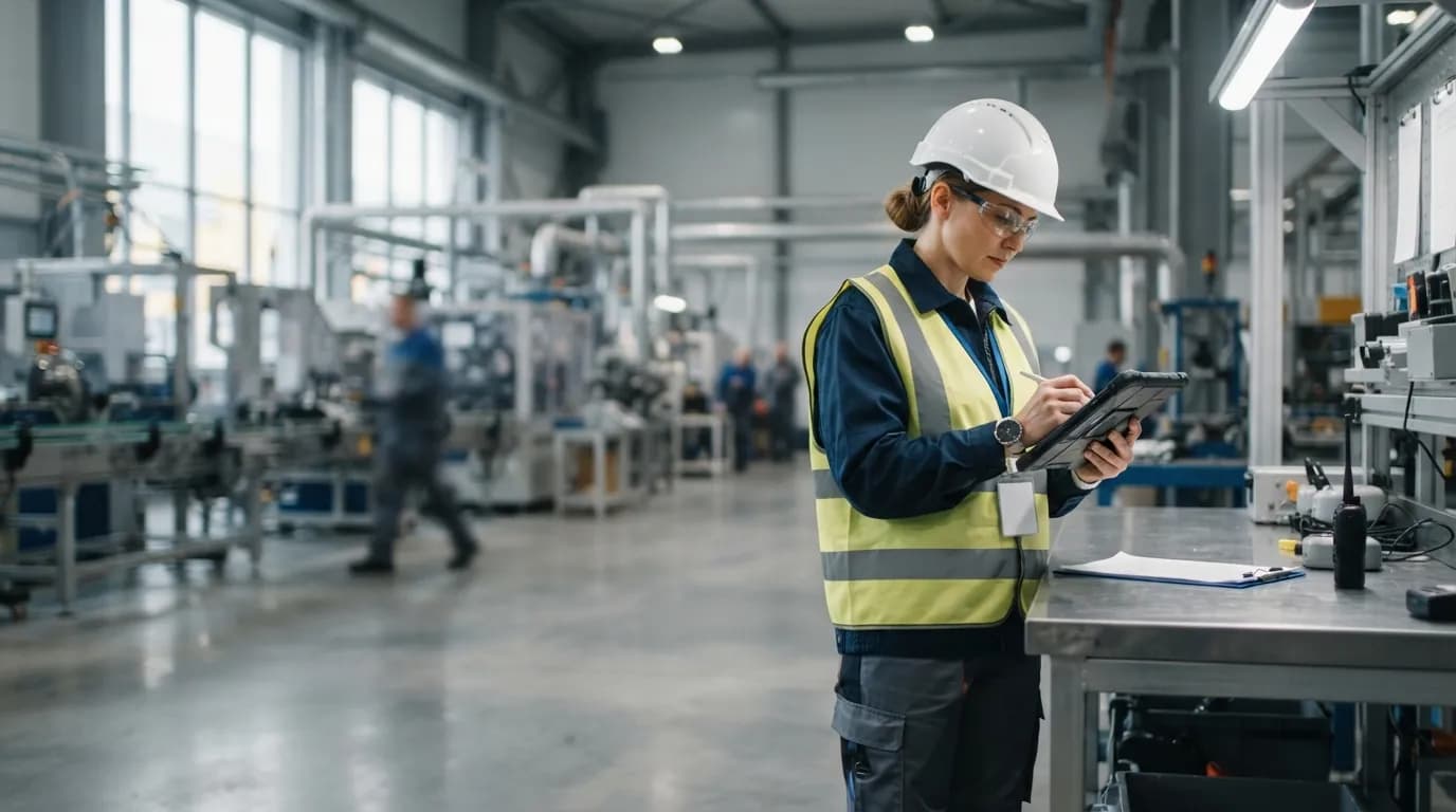 Responsable de seguridad y salud en el trabajo diligencia el informe de un accidente laboral en una planta